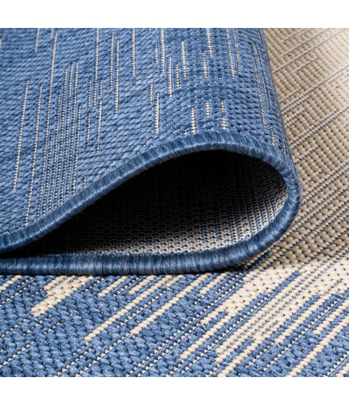 Tavira Modern Strie' Blue/Beige 2 ft. x 10 ft. Indoor/Outdoor Runner Rug