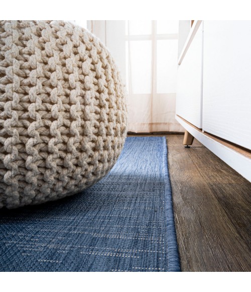 Tavira Modern Strie' Blue/Beige 2 ft. x 10 ft. Indoor/Outdoor Runner Rug