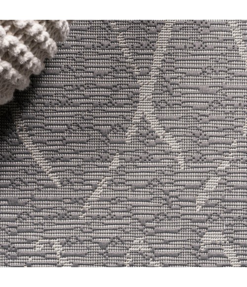 SANTA MONICA Area Rug Madaba Moroccan Trellis Gray/Cream 2 ft. x 8 ft. Indoor/Outdoor Runner Rug