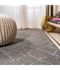 SANTA MONICA Area Rug Madaba Moroccan Trellis Gray/Cream 2 ft. x 8 ft. Indoor/Outdoor Runner Rug