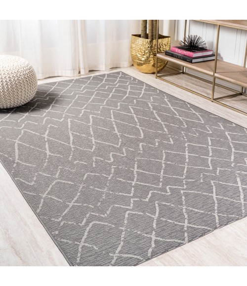 SANTA MONICA Area Rug Madaba Moroccan Trellis Gray/Cream 8 ft. x 10 ft. Indoor/Outdoor Area Rug