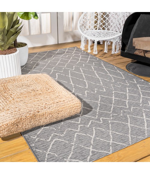 SANTA MONICA Area Rug Madaba Moroccan Trellis Gray/Cream 8 ft. x 10 ft. Indoor/Outdoor Area Rug