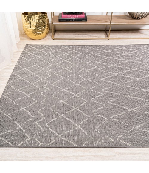 SANTA MONICA Area Rug Madaba Moroccan Trellis Gray/Cream 8 ft. x 10 ft. Indoor/Outdoor Area Rug
