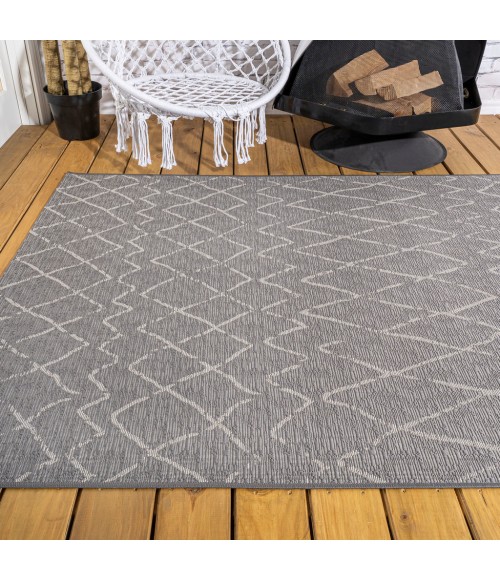 SANTA MONICA Area Rug Madaba Moroccan Trellis Gray/Cream 8 ft. x 10 ft. Indoor/Outdoor Area Rug