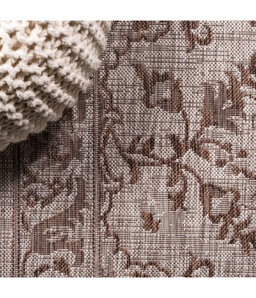 SANTA MONICA Area Rug Jerash Ornate Medallion Brown/Beige 2 ft. x 10 ft. Indoor/Outdoor Runner Rug