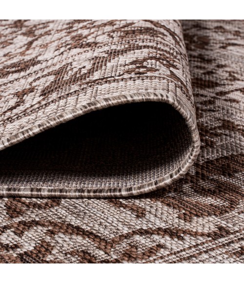 SANTA MONICA Area Rug Jerash Ornate Medallion Brown/Beige 2 ft. x 10 ft. Indoor/Outdoor Runner Rug