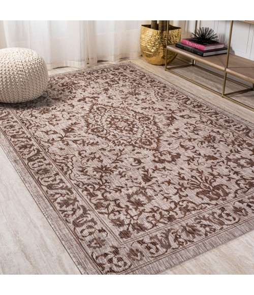 SANTA MONICA Area Rug Jerash Ornate Medallion Brown/Beige 5 ft. x 8 ft. Indoor/Outdoor Area Rug