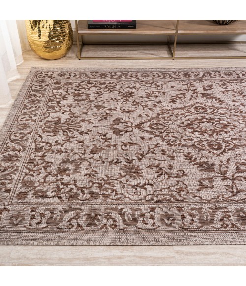 SANTA MONICA Area Rug Jerash Ornate Medallion Brown/Beige 5 ft. x 8 ft. Indoor/Outdoor Area Rug