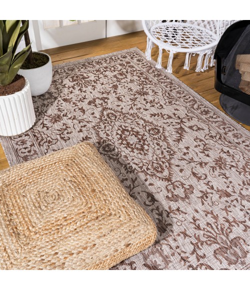 SANTA MONICA Area Rug Jerash Ornate Medallion Brown/Beige 5 ft. x 8 ft. Indoor/Outdoor Area Rug