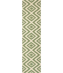 Jonathany Santa Monica SMB116B Green/Cream Area Rug 2 ft. 2 in. X 10 ft. Runner