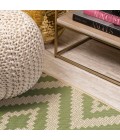 SANTA MONICA Area Rug Sintra Diamond Tribal Green/Cream 2 ft. x 10 ft. Indoor/Outdoor Runner Rug