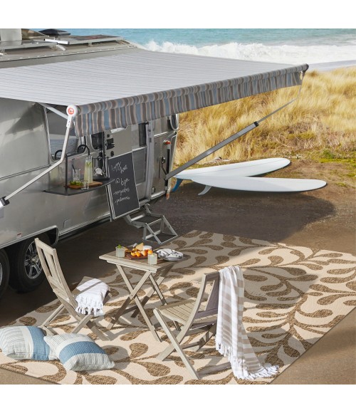 Vine All Over Brown/Beige 2 ft. x 8 ft. Indoor/Outdoor Runner Rug