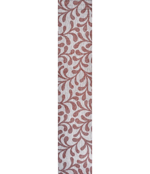 SANTA MONICA Area Rug Vine All Over Red/Beige 2 ft. x 10 ft. Indoor/Outdoor Runner Rug