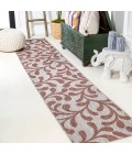 SANTA MONICA Area Rug Vine All Over Red/Beige 2 ft. x 10 ft. Indoor/Outdoor Runner Rug
