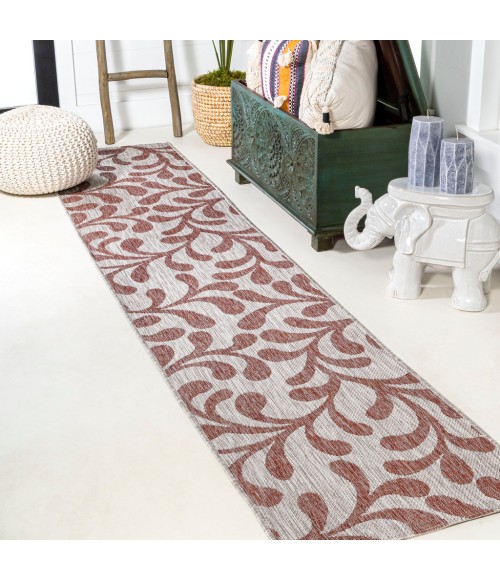 SANTA MONICA Area Rug Vine All Over Red/Beige 2 ft. x 10 ft. Indoor/Outdoor Runner Rug