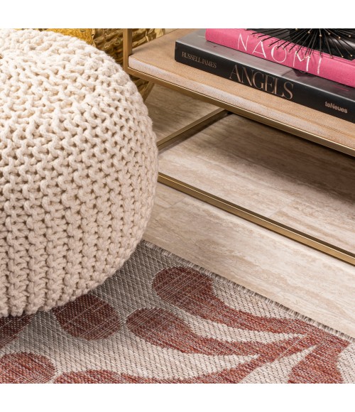 SANTA MONICA Area Rug Vine All Over Red/Beige 2 ft. x 10 ft. Indoor/Outdoor Runner Rug