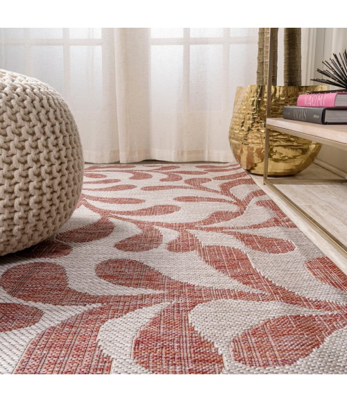 SANTA MONICA Area Rug Vine All Over Red/Beige 2 ft. x 10 ft. Indoor/Outdoor Runner Rug