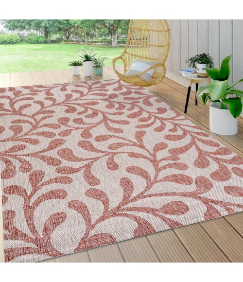 SANTA MONICA Area Rug Vine All Over Red/Beige 3 ft. x 5 ft. Indoor/Outdoor Area Rug