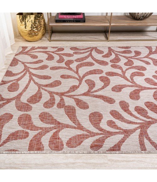 SANTA MONICA Area Rug Vine All Over Red/Beige 3 ft. x 5 ft. Indoor/Outdoor Area Rug