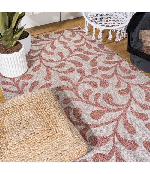 SANTA MONICA Area Rug Vine All Over Red/Beige 3 ft. x 5 ft. Indoor/Outdoor Area Rug