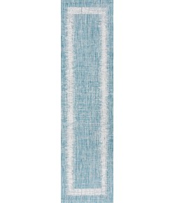 Jonathany Santa Monica SMB118A Aqua/Ivory Area Rug 2 ft. 2 in. X 8 ft. Runner