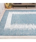 Scandi Minimalist Border Aqua/Ivory 3 ft. x 5 ft. Indoor/Outdoor Area Rug