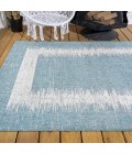 Scandi Minimalist Border Aqua/Ivory 3 ft. x 5 ft. Indoor/Outdoor Area Rug