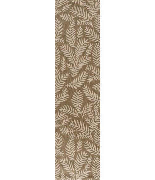 SANTA MONICA Area Rug Nevis Palm Frond Brown/Beige 2 ft. x 10 ft. Indoor/Outdoor Runner Rug