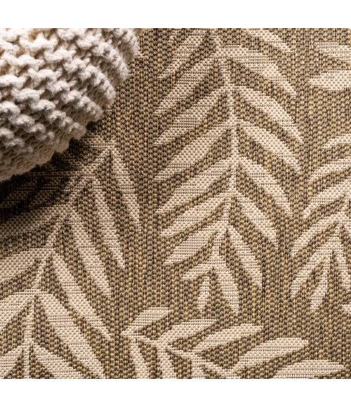 SANTA MONICA Area Rug Nevis Palm Frond Brown/Beige 2 ft. x 10 ft. Indoor/Outdoor Runner Rug