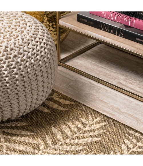 SANTA MONICA Area Rug Nevis Palm Frond Brown/Beige 2 ft. x 10 ft. Indoor/Outdoor Runner Rug