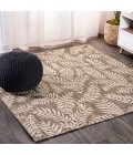 SANTA MONICA Area Rug Nevis Palm Frond Brown/Beige 5' Square Indoor/Outdoor Area Rug