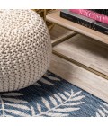 Nevis Palm Frond Navy/Ivory 2 ft. x 10 ft. Indoor/Outdoor Runner Rug
