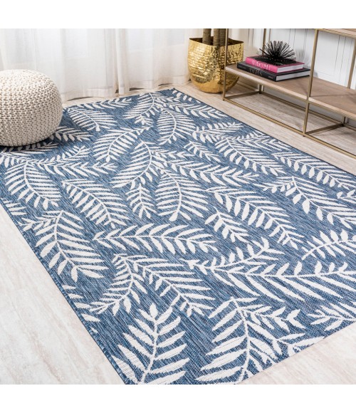 SANTA MONICA Area Rug Nevis Palm Frond Navy/Ivory 4 ft. x 6 ft. Indoor/Outdoor Area Rug