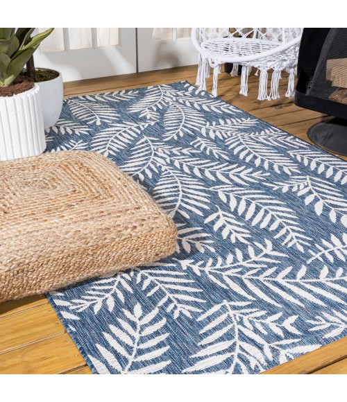 SANTA MONICA Area Rug Nevis Palm Frond Navy/Ivory 4 ft. x 6 ft. Indoor/Outdoor Area Rug