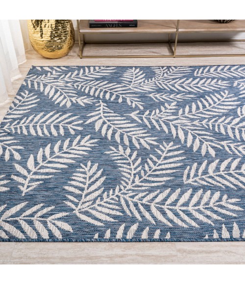 SANTA MONICA Area Rug Nevis Palm Frond Navy/Ivory 4 ft. x 6 ft. Indoor/Outdoor Area Rug