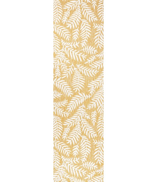 SANTA MONICA Area Rug Nevis Palm Frond Yellow/Cream 2 ft. x 10 ft. Indoor/Outdoor Runner Rug