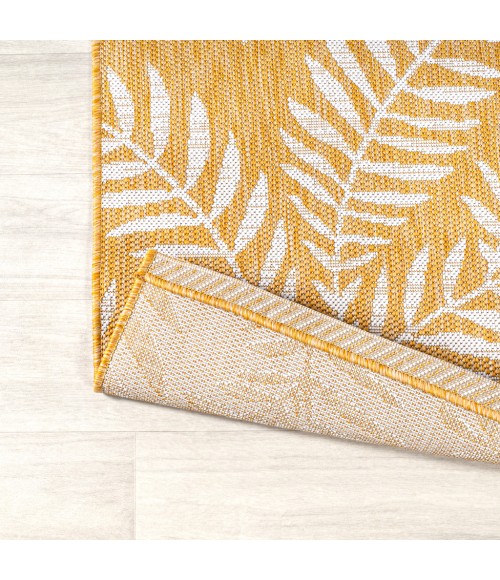SANTA MONICA Area Rug Nevis Palm Frond Yellow/Cream 2 ft. x 10 ft. Indoor/Outdoor Runner Rug