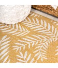 SANTA MONICA Area Rug Nevis Palm Frond Yellow/Cream 2 ft. x 10 ft. Indoor/Outdoor Runner Rug