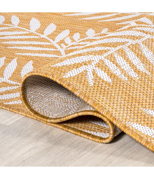 SANTA MONICA Area Rug Nevis Palm Frond Yellow/Cream 2 ft. x 10 ft. Indoor/Outdoor Runner Rug
