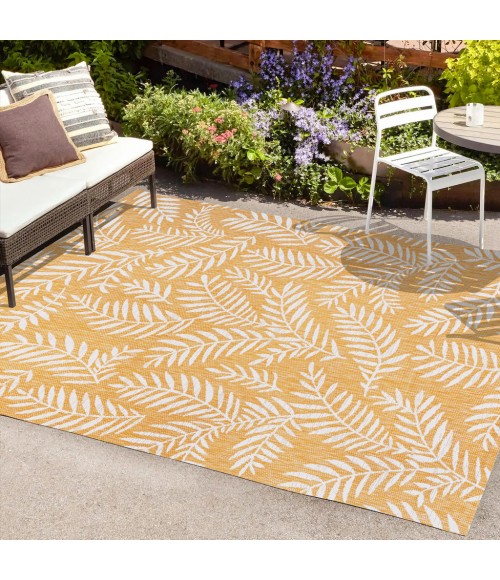SANTA MONICA Area Rug Nevis Palm Frond Yellow/Cream 8 ft. x 10 ft. Indoor/Outdoor Area Rug