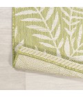 SANTA MONICA Area Rug Nevis Palm Frond Green/Cream 5' Round Indoor/Outdoor Area Rug
