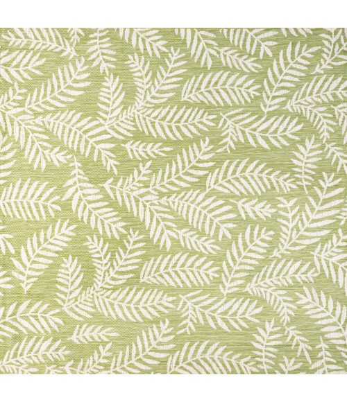 Nevis Palm Frond Green/Cream 5' Square Indoor/Outdoor Area Rug