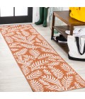 Nevis Palm Frond Orange/Cream 2 ft. x 10 ft. Indoor/Outdoor Runner Rug