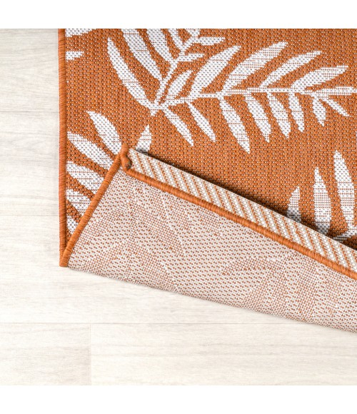 Nevis Palm Frond Orange/Cream 2 ft. x 10 ft. Indoor/Outdoor Runner Rug