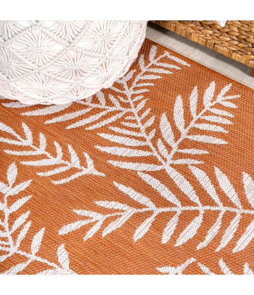 Nevis Palm Frond Orange/Cream 2 ft. x 10 ft. Indoor/Outdoor Runner Rug