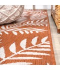 Nevis Palm Frond Orange/Cream 2 ft. x 10 ft. Indoor/Outdoor Runner Rug