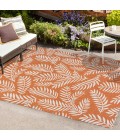 Nevis Palm Frond Orange/Cream 9 ft. x 12 ft. Indoor/Outdoor Area Rug