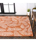 Nevis Palm Frond Orange/Cream 9 ft. x 12 ft. Indoor/Outdoor Area Rug
