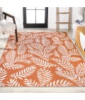 Nevis Palm Frond Orange/Cream 9 ft. x 12 ft. Indoor/Outdoor Area Rug