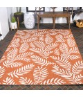 Nevis Palm Frond Orange/Cream 9 ft. x 12 ft. Indoor/Outdoor Area Rug